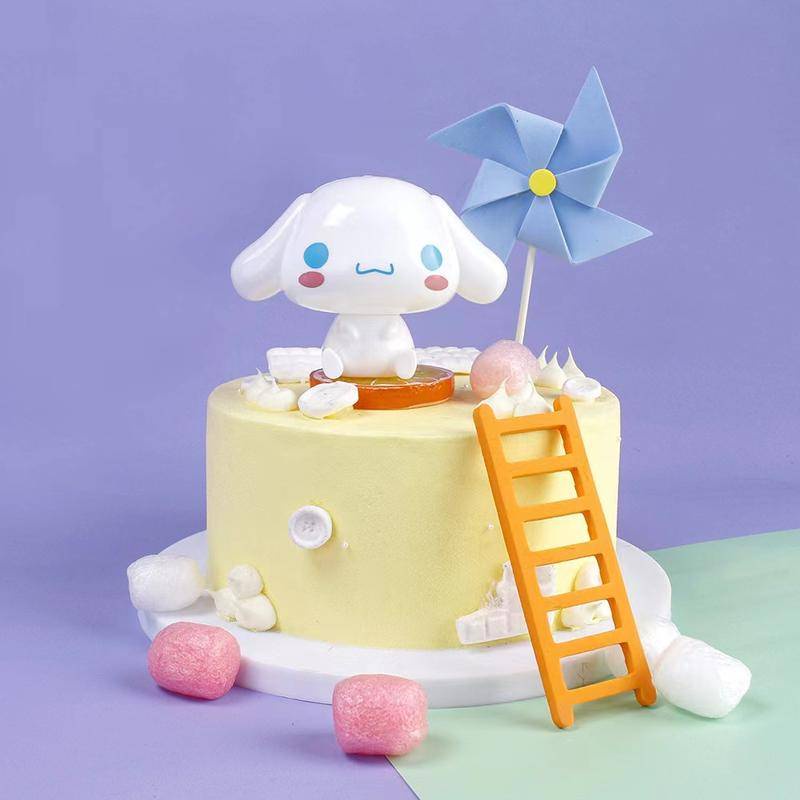 SANRIO Bộ 4 Mô Hình Nhân Vật Hoạt Hình Kuromi Cinnamoroll Trang Trí Bánh Kem