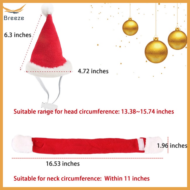 Set Khăn Choàng Cổ + Mũ Giáng Sinh Mềm Mại Thoải Mái Giữ Ấm Mùa Đông Cho Thú Cưng