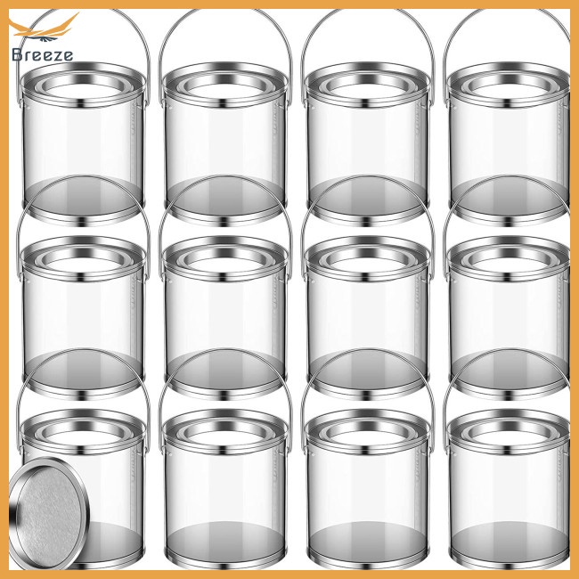 Set 12 Xô Rỗng Trong Suốt Đựng Bánh Kẹo Có Nắp Và Tay Cầm