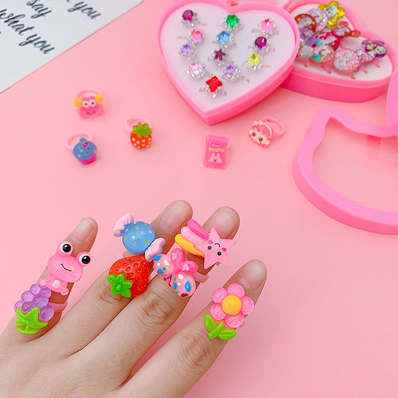 Hộp Quà Tặng Nhẫn Đính Kim Cương Giả Hình Công Chúa Nhỏ Dễ Thương Cho Bé Gái
