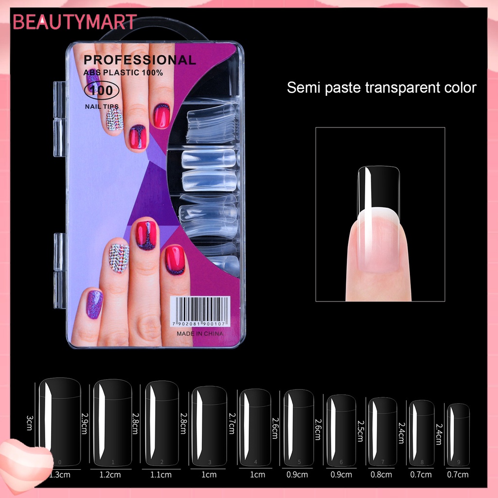 Bộ 100 Móng Tay Giả Trong Suốt Dùng Nối Dài Liền Mạch