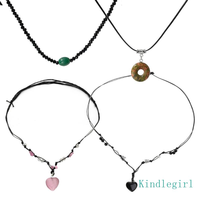 Set 3 Vòng Cổ Choker Mặt Đá Tự Nhiên Thời Trang Cho Nữ