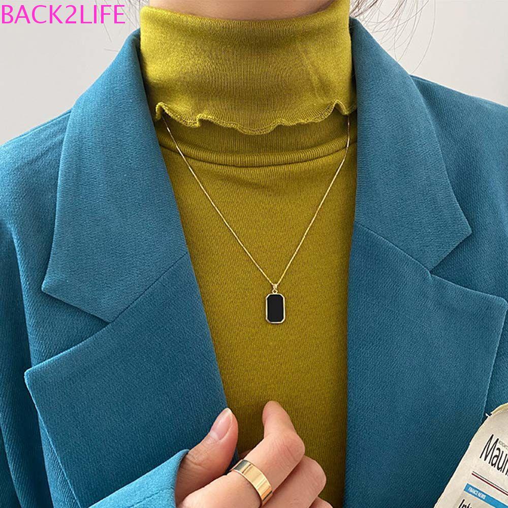 BACK2LIFE Vòng cổ Mặt Vuông Đơn Giản Thời Trang Hàn Quốc Cho Nữ