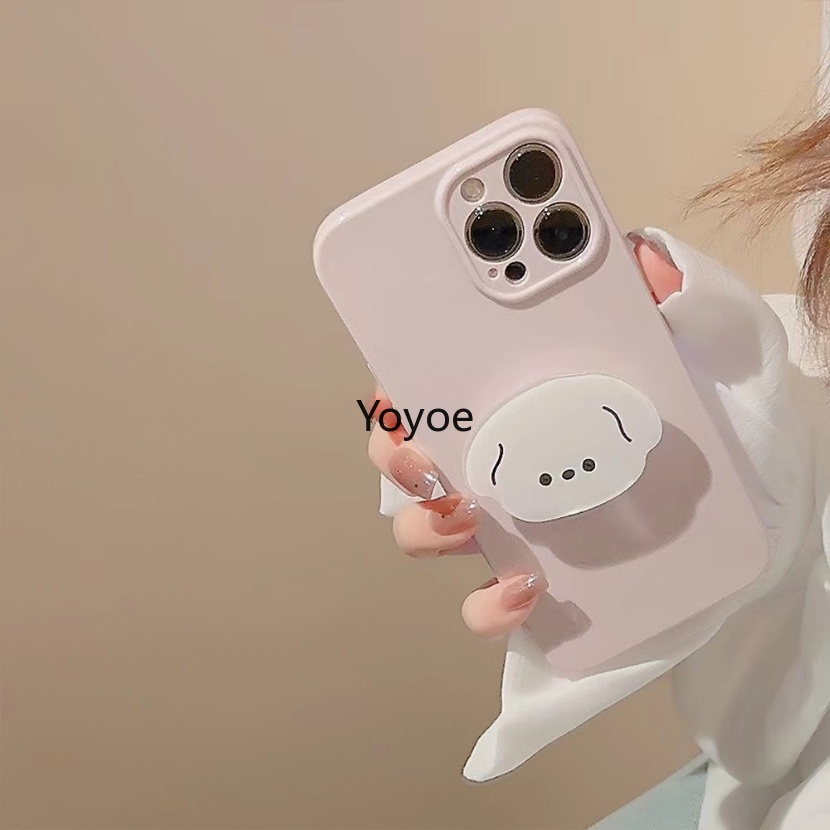 Ốp Điện Thoại Silicon Mềm Có Giá Đỡ Túi Khí Hình Cún Dễ Thương Cho iPhone 14 13 12 11 Pro Max 14 Plus