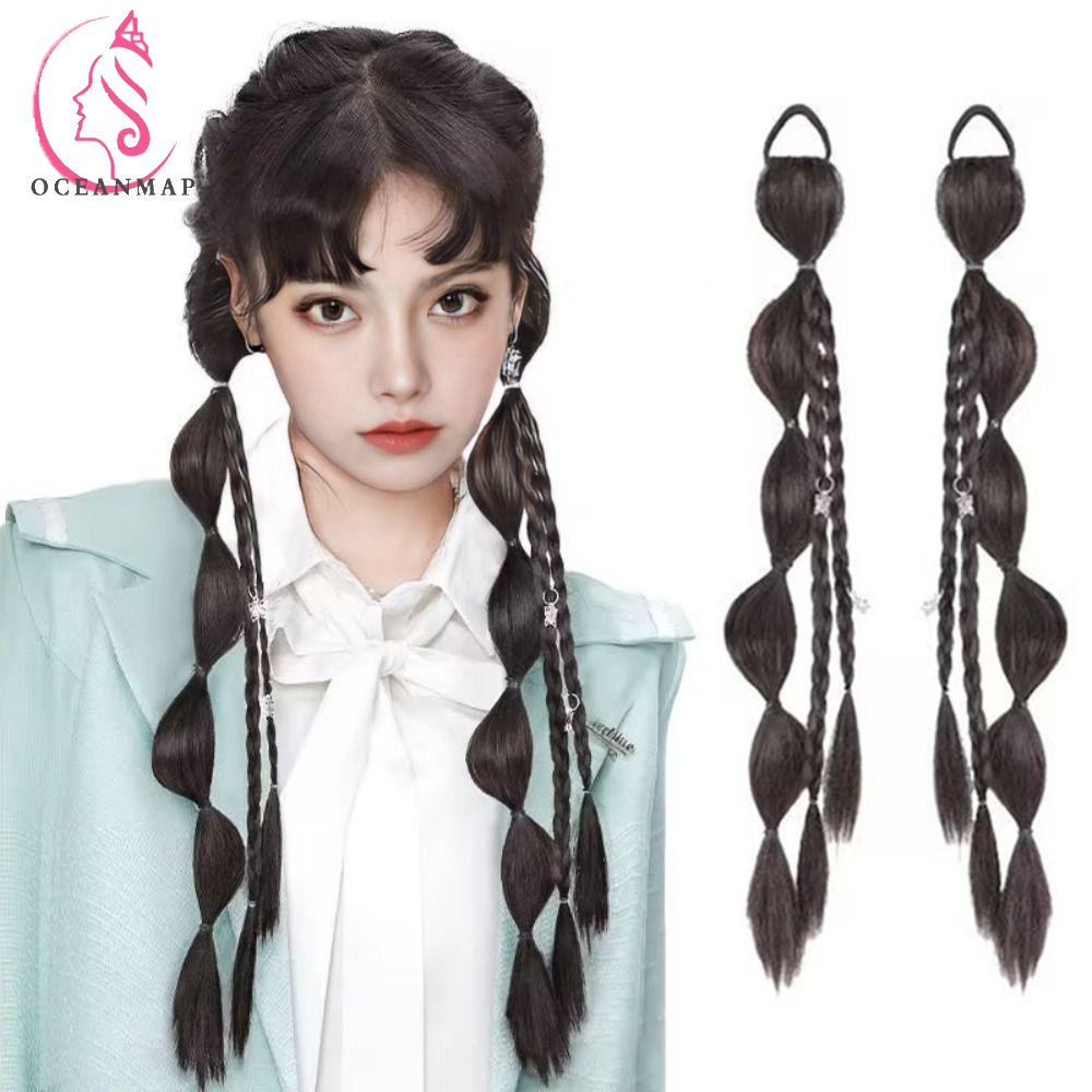 Tóc Giả Thắt Bím Đuôi Ngựa Dài Y2K Bằng Sợi Tổng Hợp Chịu Nhiệt Màu Nâu / Đen Cho Nữ