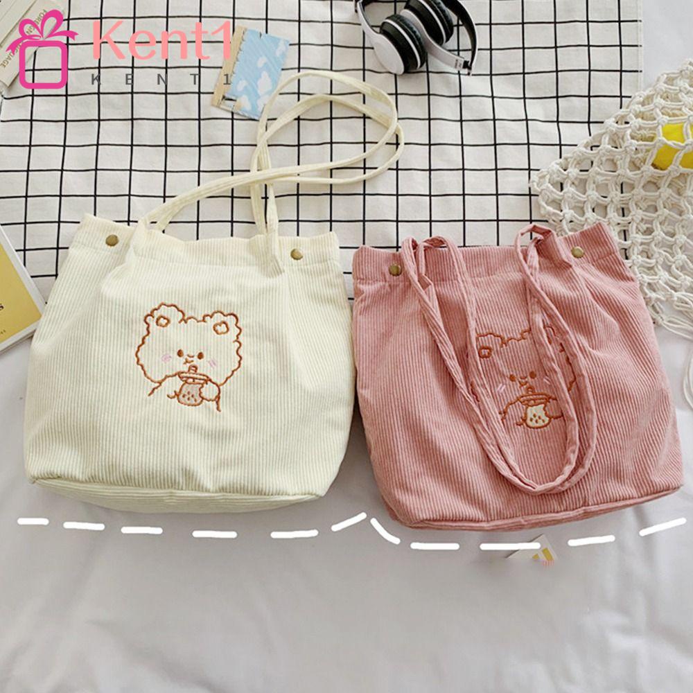 KENT1 Túi Tote Cỡ Lớn In Hoạt Hình Gấu Dễ Thương