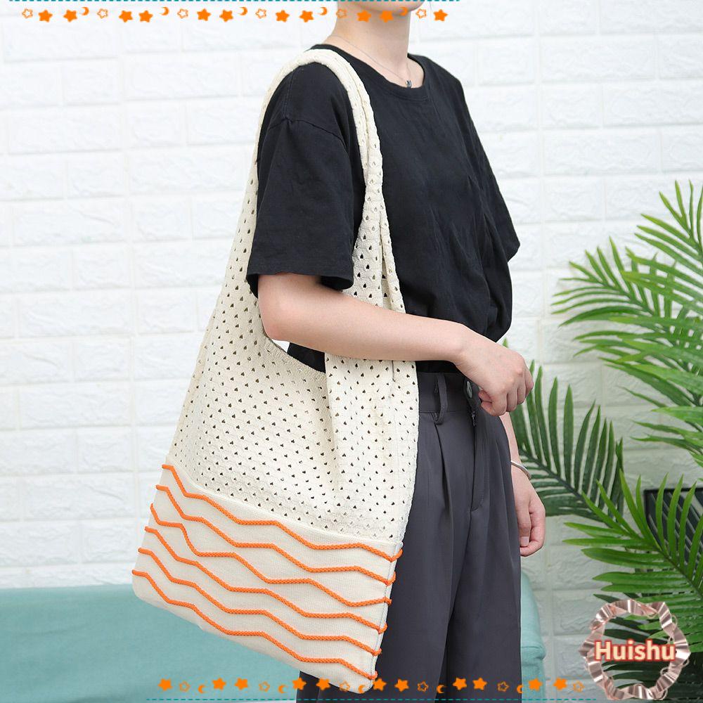 HS Túi Xách Đeo Vai Đan Len Cỡ Lớn Thời Trang Nữ Sành Điệu