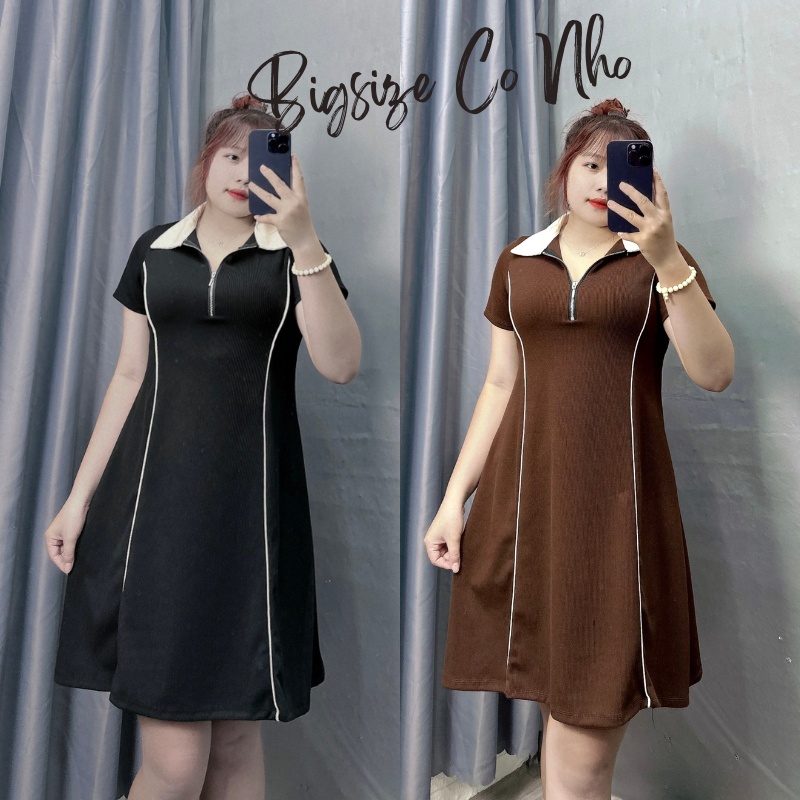 Đầm dáng A bigsize nữ thiết kế cổ polo trẻ trung năng động phù hợp quanh năm 60-95kg BIGSIZE CÔ NHỎ - G93