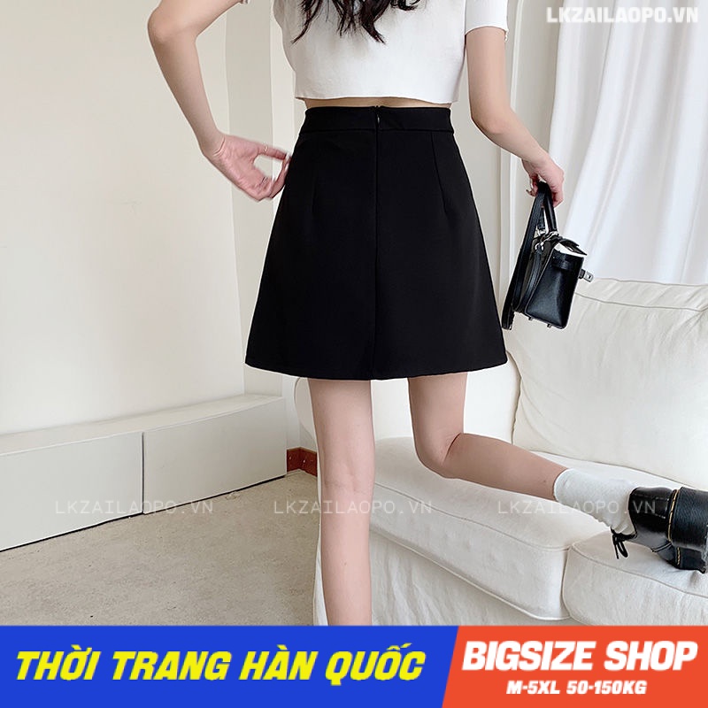 Quần giả váy Bigsize chân váy nữ ngắn lưng cao chữ a xẻ tà đen mùa xuân hè Phong cách Hàn Quốc Thời Trang đẹp