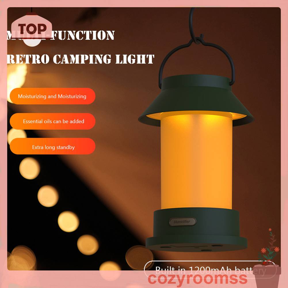 Máy Phun Sương Làm Ẩm Không Khí 400ml Tích Hợp Đèn Phong Cách Retro