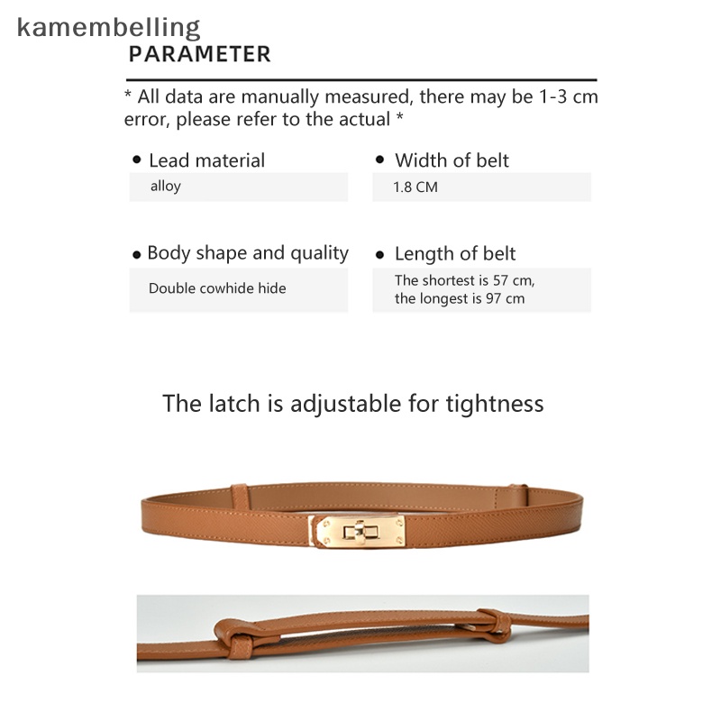 Kamembelling Thắt Lưng Da Bản Nhỏ Phối Khóa Kim Loại Thời Trang Cho Nữ