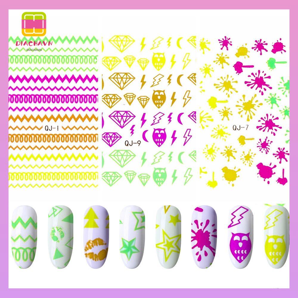 DIACHAVN Miếng Dán Móng Dạ Quang Phát Sáng Trong Đêm