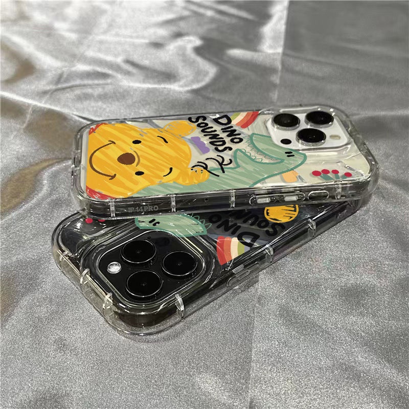Ốp Điện Thoại Dẻo Trong Suốt Họa Tiết Hoạt Hình Khủng Long / Gấu Pooh Cho iPhone14promax 1312 / 11 7 / 8plus xr / sins Kdz