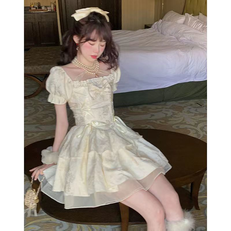 Đầm Dáng Chữ A Tay Phồng Thắt Nơ Phong Cách Hàn Quốc Thời Trang Mùa Hè 2023 Mới