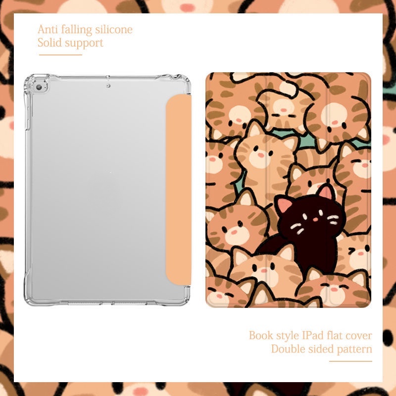 Ốp Máy Tính Bảng Túi Khí Hình Mèo Nhật Bản Cho ipad air1 / 2 / 3 / 4 / 5 mini 1 / 2 / 3 / 4 / 5 / 6 2017 / 18 pro 10.2 gen7 / 8 / 9 pro11 2022 gen10