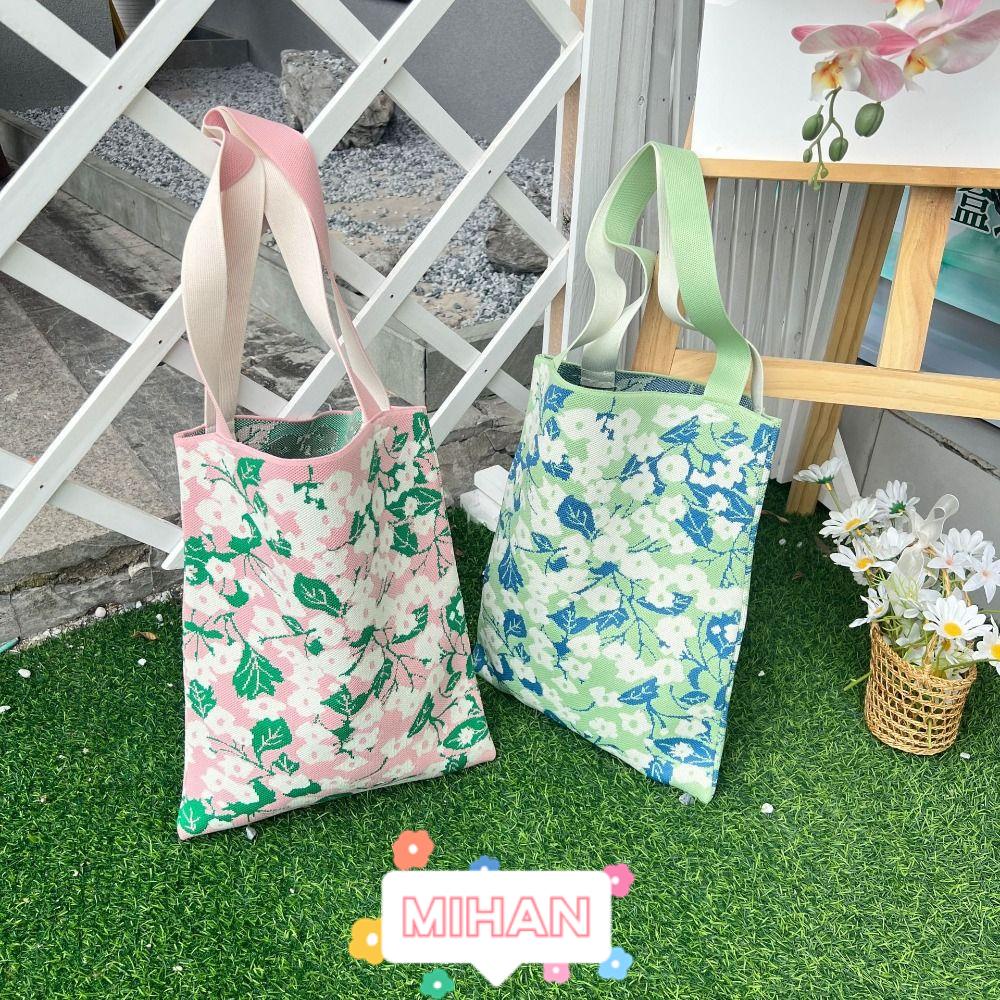 Túi Xách Đeo Vai Dệt Kim Cỡ Lớn Họa Tiết Hoa Xinh Xắn MIHAN1 Cho Nữ