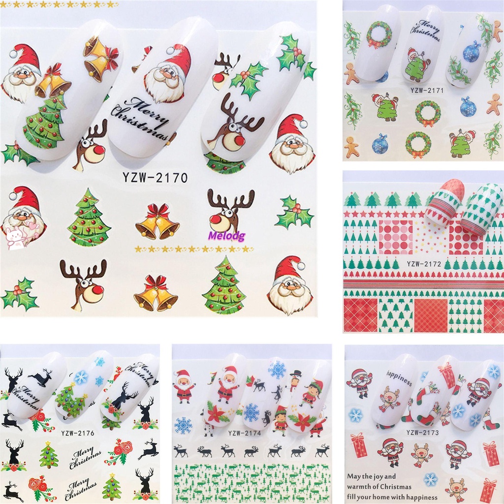 MELODG Set 4 Decal Họa Tiết Trang Trí Móng Tay Nghệ Thuật