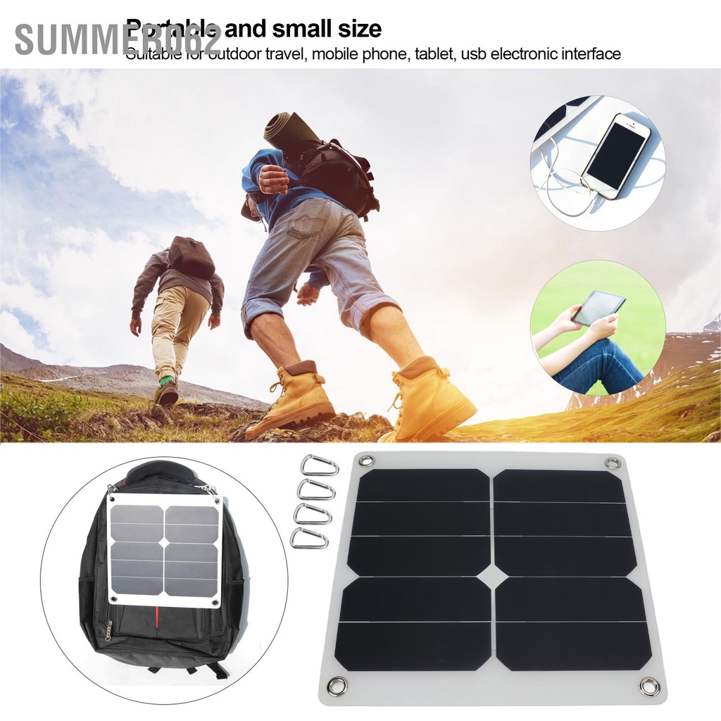 Summer062 Bảng Sạc Năng Lượng Mặt Trời 15W 5V Mini Di Động Polysilicon Bán Linh Hoạt Usb Điều Khiển Mô-đun Quang Điện