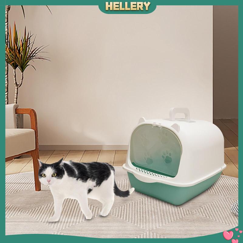 Hộp Đi Vệ Sinh Chống Văng Nước Có Mũ Trùm Tiện Lợi Dành Cho Mèo Cưng