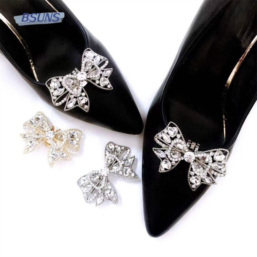 1 Khóa Kẹp Giày Hình Nơ Đính Đá Lấp Lánh Cho Cô Dâu