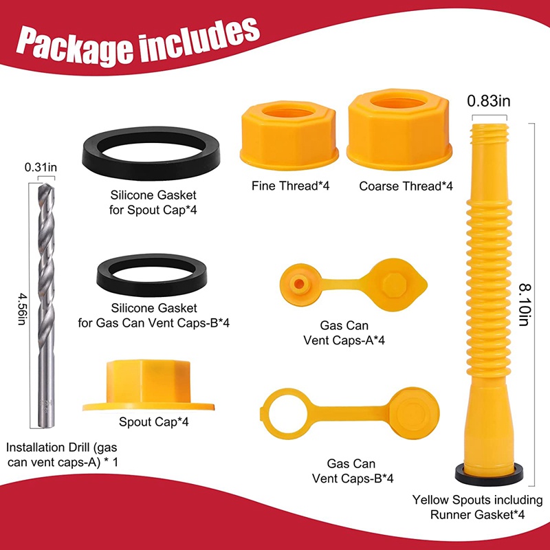 Set 33 Vòi Phun Nhiên Liệu 5 Gallon Màu Vàng Phong Cách Cổ Điển