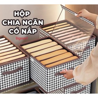 Hộp đựng quần áo chia ngăn Cao Cấp, có nắp trong suốt và có thể gấp gọn
