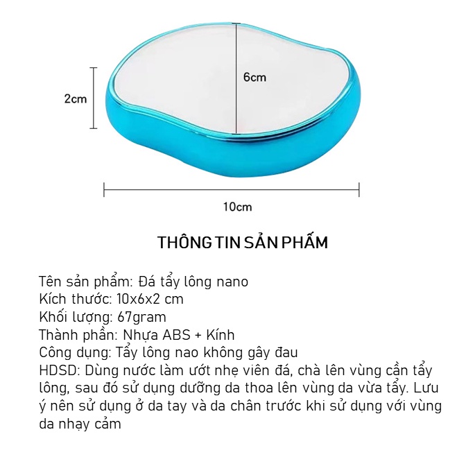 Đá tẩy lông bằng kính nano không đau Có Che tên sản phẩm cho bạn sử dụng dễ dàng tái sử dụng nhiều lần