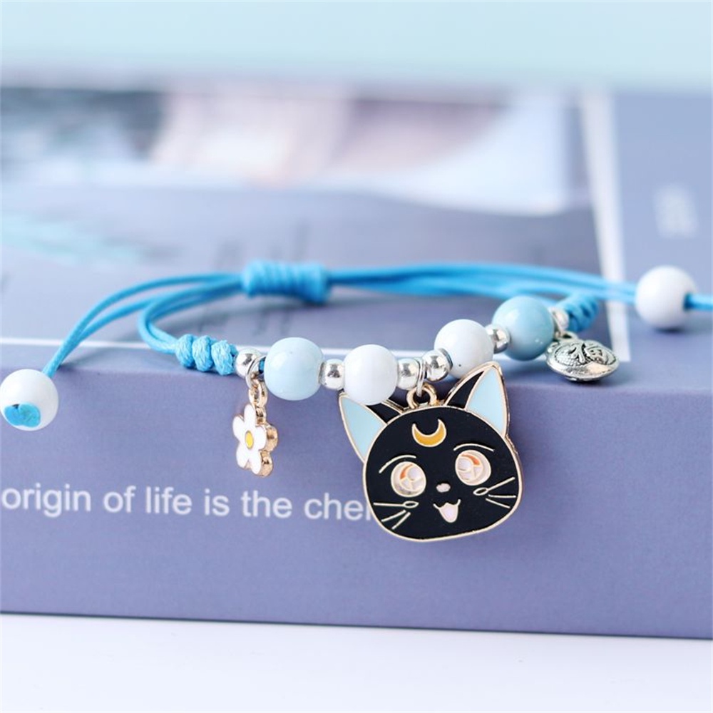 Vòng Tay Dây Bện Mặt Hình Thỏ / Mèo / Hoa Hoạt Hình Dễ Thương Có Thể Điều Chỉnh Phong Cách Hàn