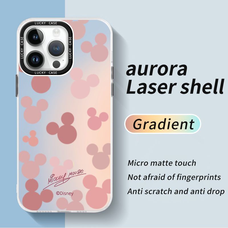 Ốp Điện Thoại IMD Màu Hồng Laser Hình Mickey Cho Iphonexr12678Plus 1314 promax 11LZ