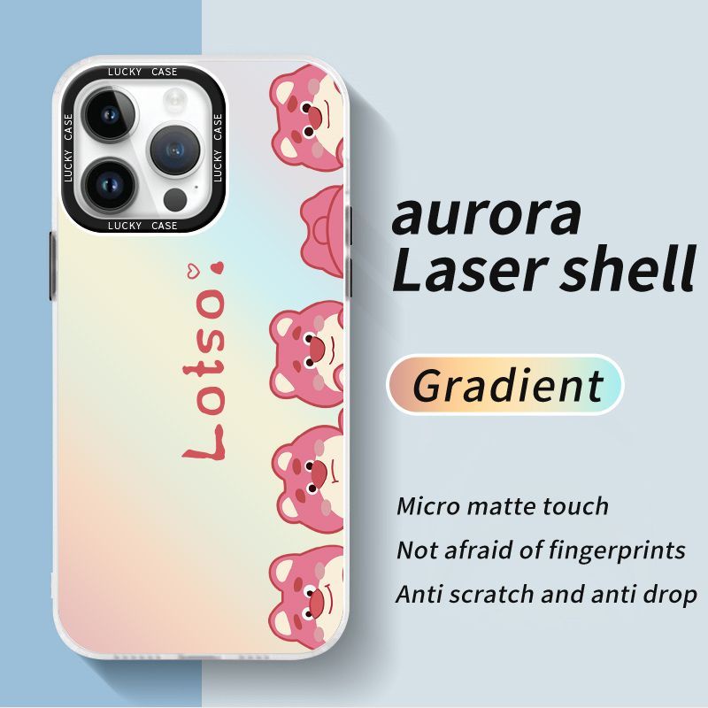 Ốp Điện Thoại Màu Laser Họa Tiết Gấu / Dâu Tây Dễ Thương Cho Iphonexr128Plus 1314 Promax