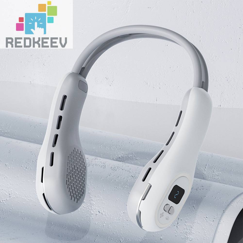 Quạt Điện Làm Mát Mùa Hè Đeo Cổ 3 Tốc Độ Màn Hình Kỹ Thuật Số Không
