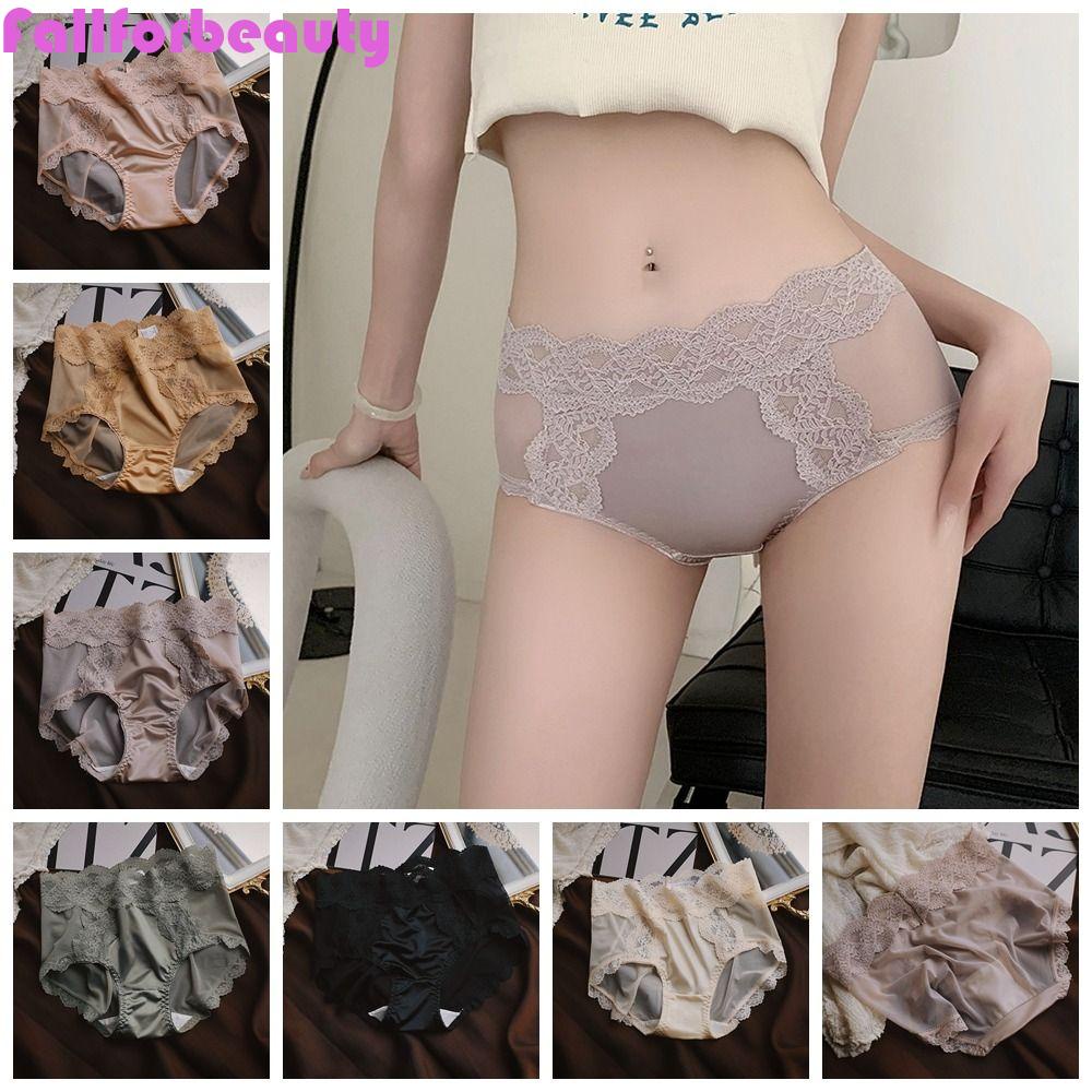 Quần Lót Lụa Satin Phối Ren Mềm Mại Siêu Nhẹ Không Đường May Quyến Rũ Cho Nữ