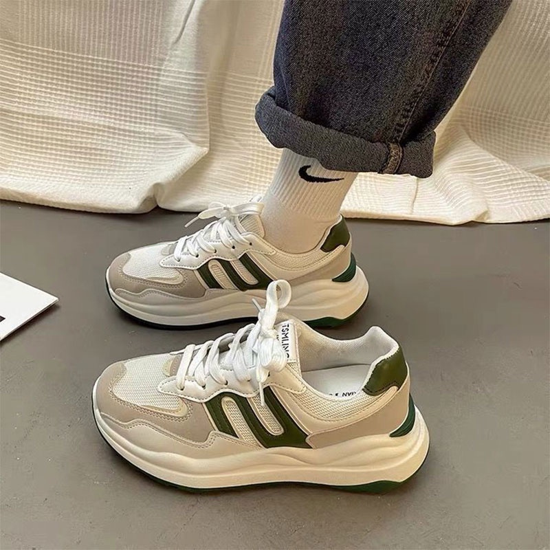 Giày thể thao MINGSHENG đế dày màu trắng nhỏ phong cách retro thời trang xuân thu mới cho nữ