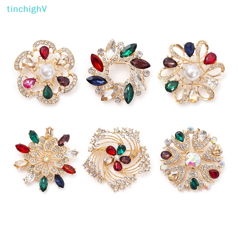 Ghim Cài Áo Hình Hoa Đính Đá Nhiều Màu Sắc Phong Cách Hàn Quốc