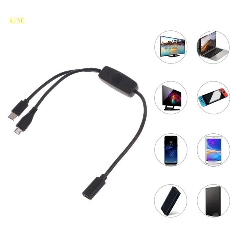 Dây Cáp Sạc USB C Sang Micro USB Type C 2 Trong 1 Cho Điện Thoại Di Động