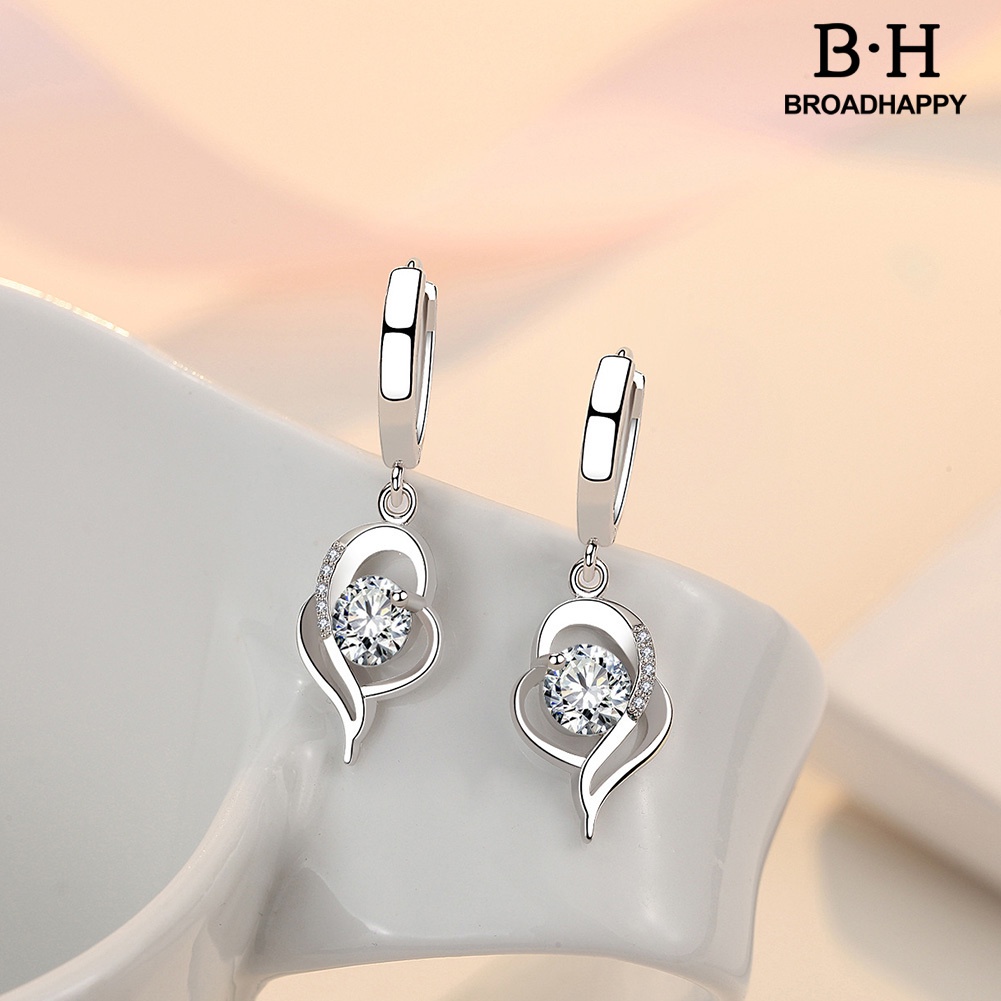 Bông Tai Hình Trái Tim Đính Đá Thời Trang Dành Cho Nữ