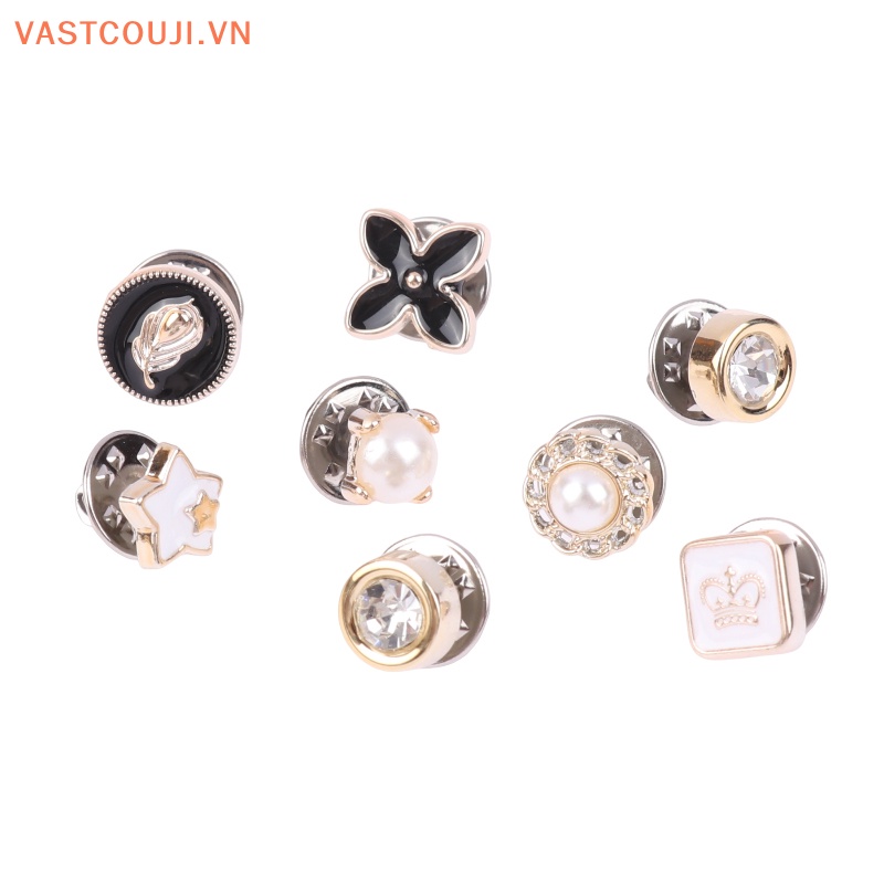 Set 10 Ghim Cài Áo Đính Ngọc Trai Giả Bằng Kim Loại Thời Trang Cho Nữ