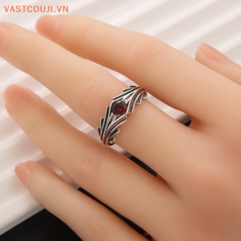 Nhẫn Bạc 925 Đính Đá Đỏ Thiết Kế Tối Giản Thời Trang Cho Nữ