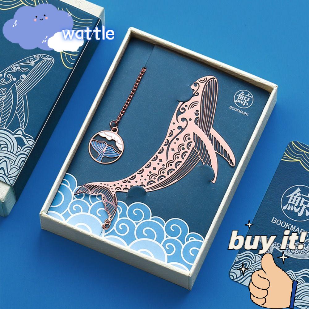 WATTLE Hộp Đựng Thẻ Đánh Dấu Trang Sách Bằng Đồng Thau Hình Cá Voi
