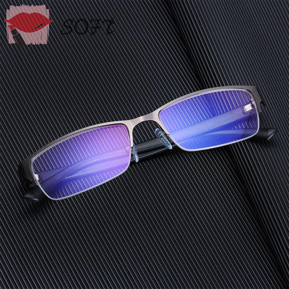 SOFTNESS Kính Đọc Sách Nửa Gọng Chống Ánh Sáng Xanh Phong Cách Vintage Cho Nam