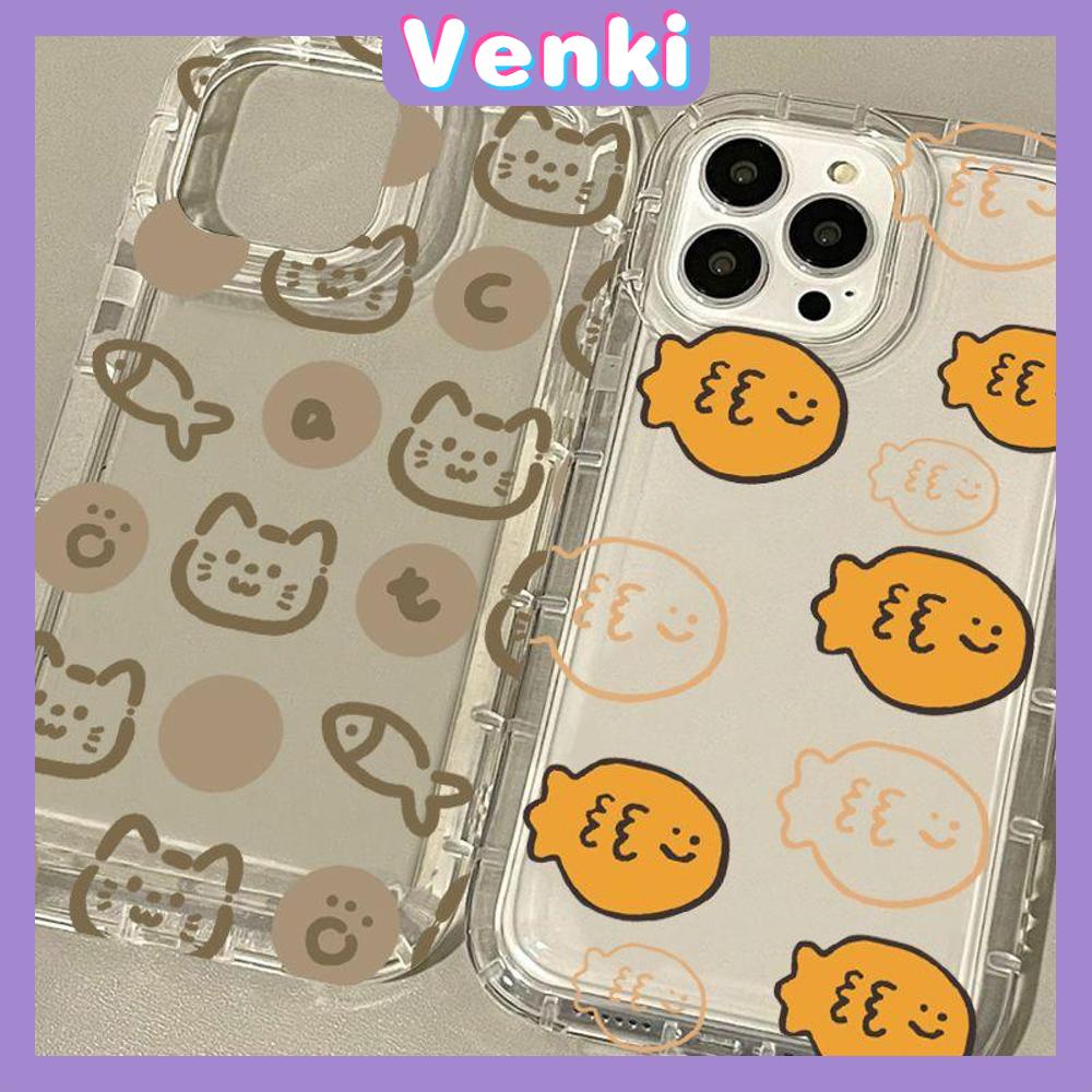VENKI - Cho iPhone 11 Ốp Lưng TPU Mềm Trong Suốt Túi Khí Chống Sốc Bảo Vệ Camera Mèo Cá Vàng Dễ Thương Tương Thích Với iPhone 14 13 Pro Max iPhone 12 Pro Max XR XS 7Plus 8Plus