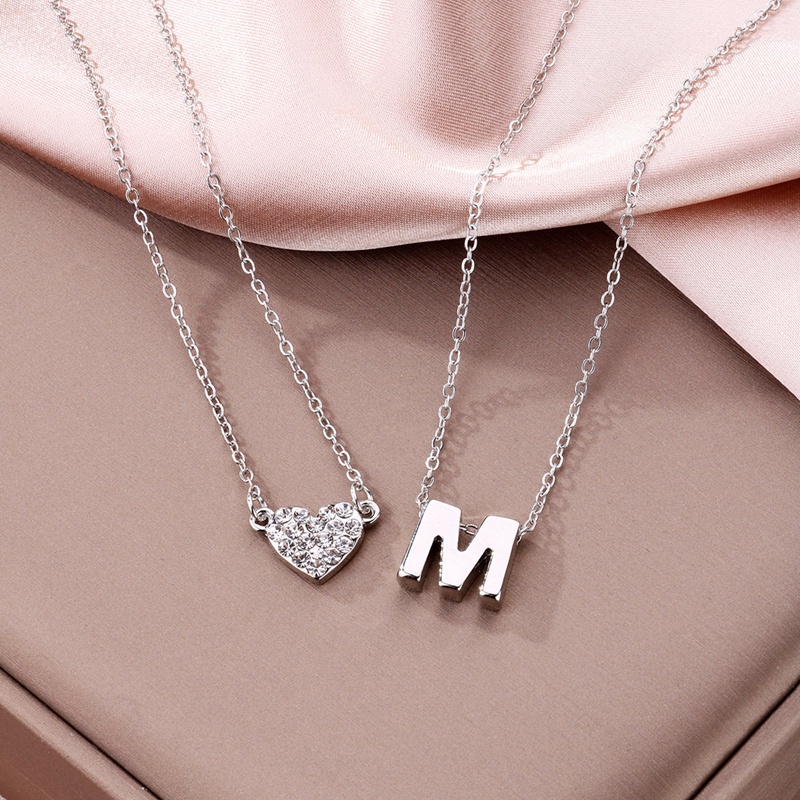 Bộ 2 Vòng cổ Mặt Trái Tim Đính Đá Đầy Cá Tính