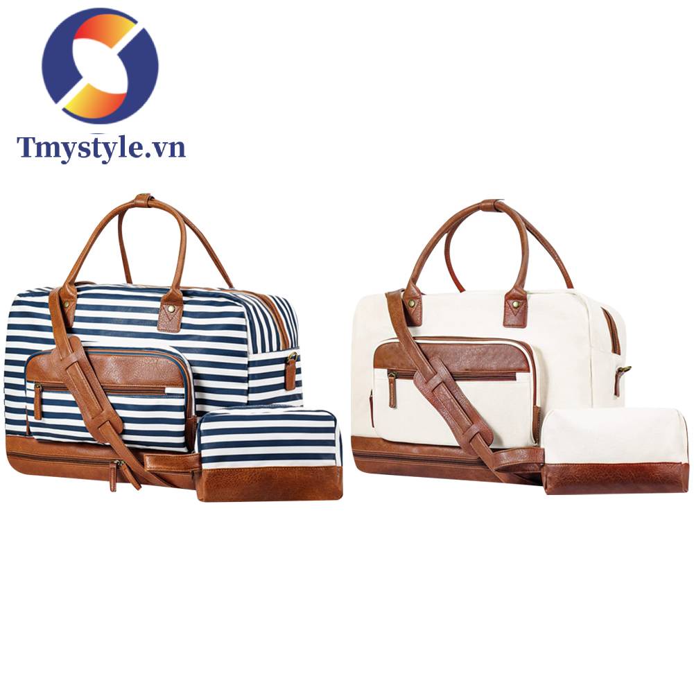 Túi Xách Canvas Cỡ Lớn Có Ngăn Đựng Đồ Khô / Ướt Tiện Dụng Cho Nam Và Nữ