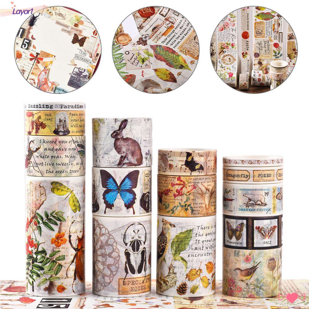 LAYOR1 Set 18 Cuộn Băng Dính Washi Mới Dùng Trang Trí Sổ Tay DIY