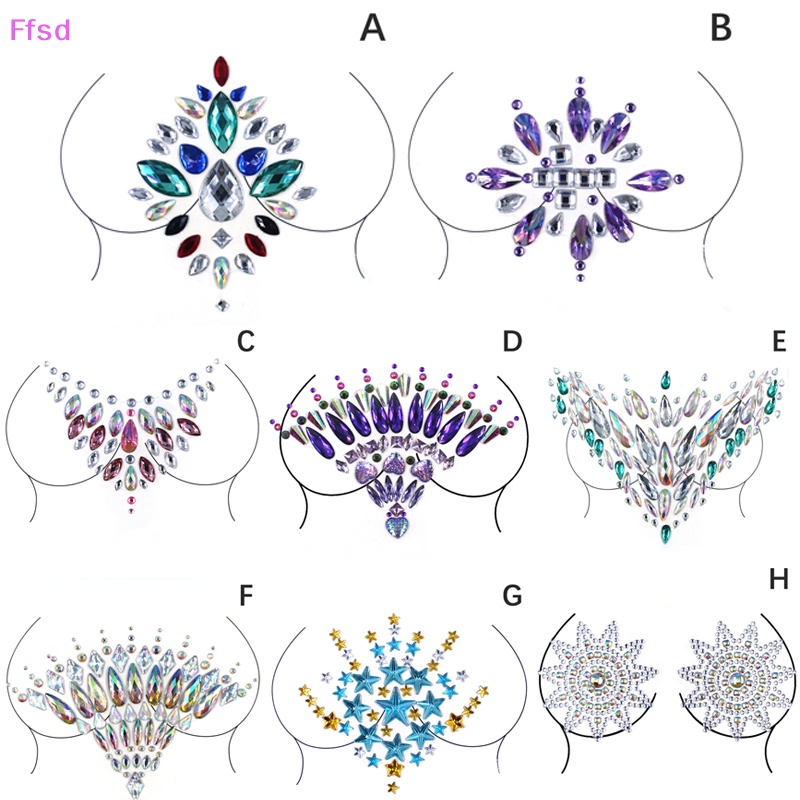Miếng Dán Ngực Pha Lê 3D Lấp Lánh Gợi Cảm Cho Nữ