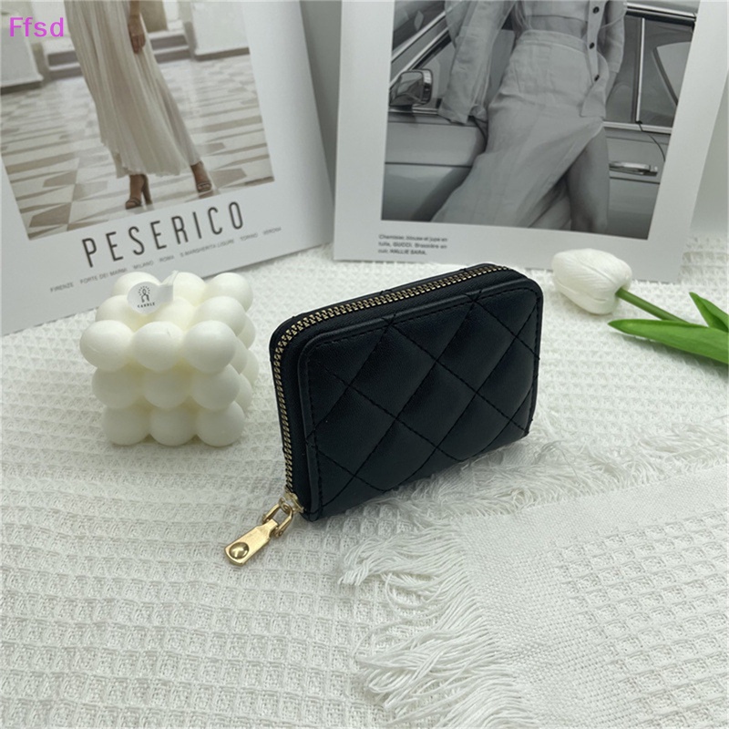 {Ffsd} Ví Ngắn Đựng Tiền Xu Thẻ Bằng Da PU Thêu Họa Tiết Hình Thoi Có Dây Kéo Thời Trang Cho Nữ * Hàng Bán