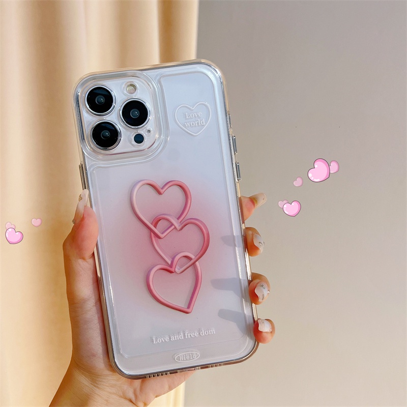 Ốp Điện Thoại Mềm Trong Suốt Chống Sốc Chống Rơi Họa Tiết Trái Tim Cho iPhone 14 13 12 11 Pro Max 14 Plus