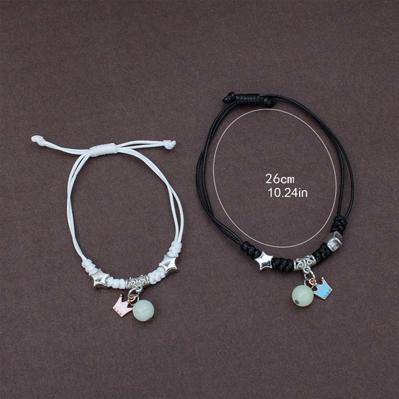 Ygt Set 2 Vòng Tay Dây Thừng Dạ Quang Dễ Thương Có Thể Điều Chỉnh Cho Nữ