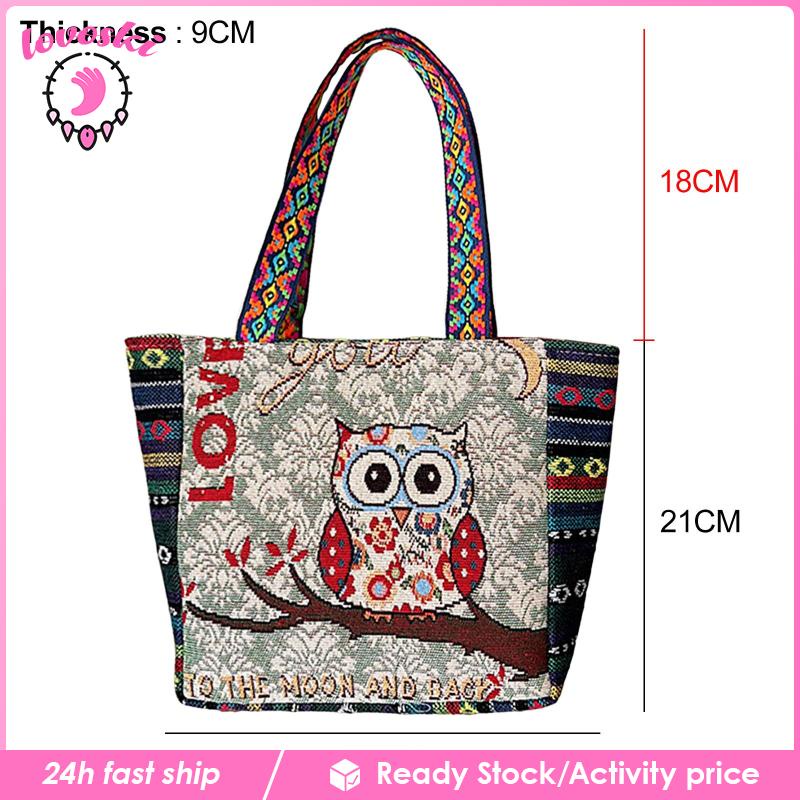 Túi Xách Nữ In Hình Cú Mèo Phong Cách Vintage