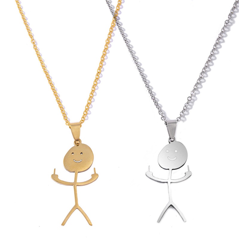 Ygt Vòng cổ Bằng Thép Không Gỉ Mặt Hình Ngón Tay Giữa Vui Nhộn Cá Tính